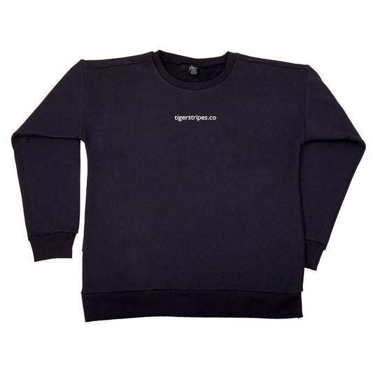 Unisex Sweatshirt, White Logo, Relaxed Neck Fit.